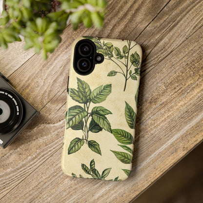 Botanical Leaves Tough Phone Case — Vintage Green Plant Print