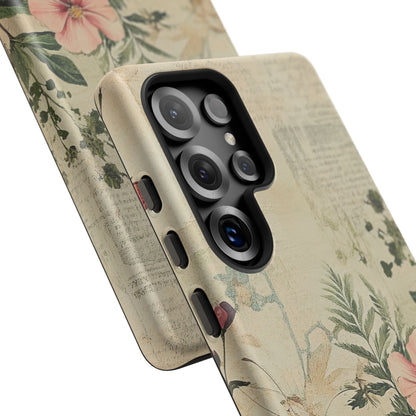 Floral Vintage Tough Case – Botanical Protective Phone Cover,Plants Lovers