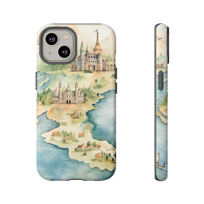 Hard Phone Case — Watercolor Fantasy Map Castle Design