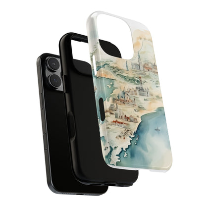 Hard Phone Case — Watercolor Fantasy Map Castle Design