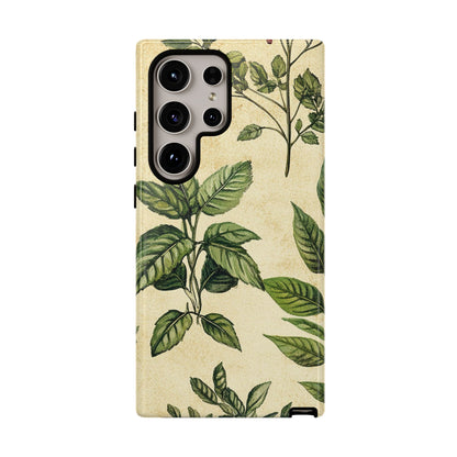 Botanical Leaves Tough Phone Case — Vintage Green Plant Print