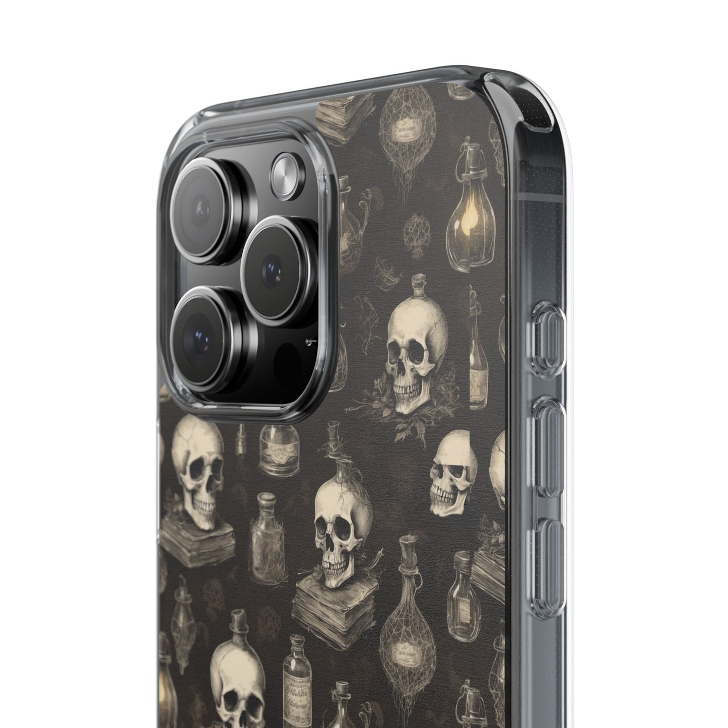 Gothic Skull Phone Case | Clear Impact-Resistant Cases for Halloween, Gothic Aesthetic, Unique Gift, Skull Lover, Spooky Decor