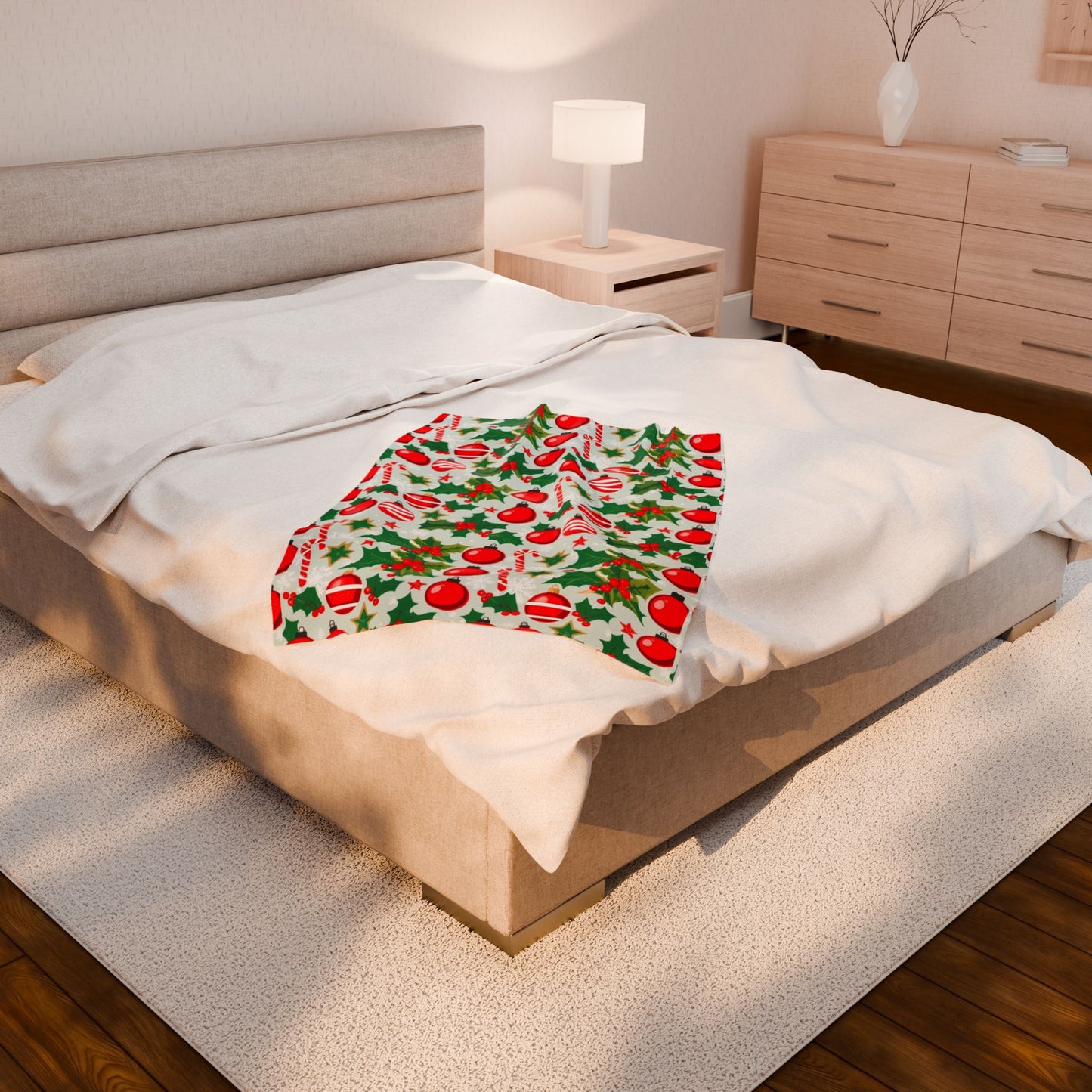 Cozy Christmas Velveteen Plush Blanket | Holiday Decor, Gift for Her, Winter Warmth, Seasonal Home Accent, Soft Throw