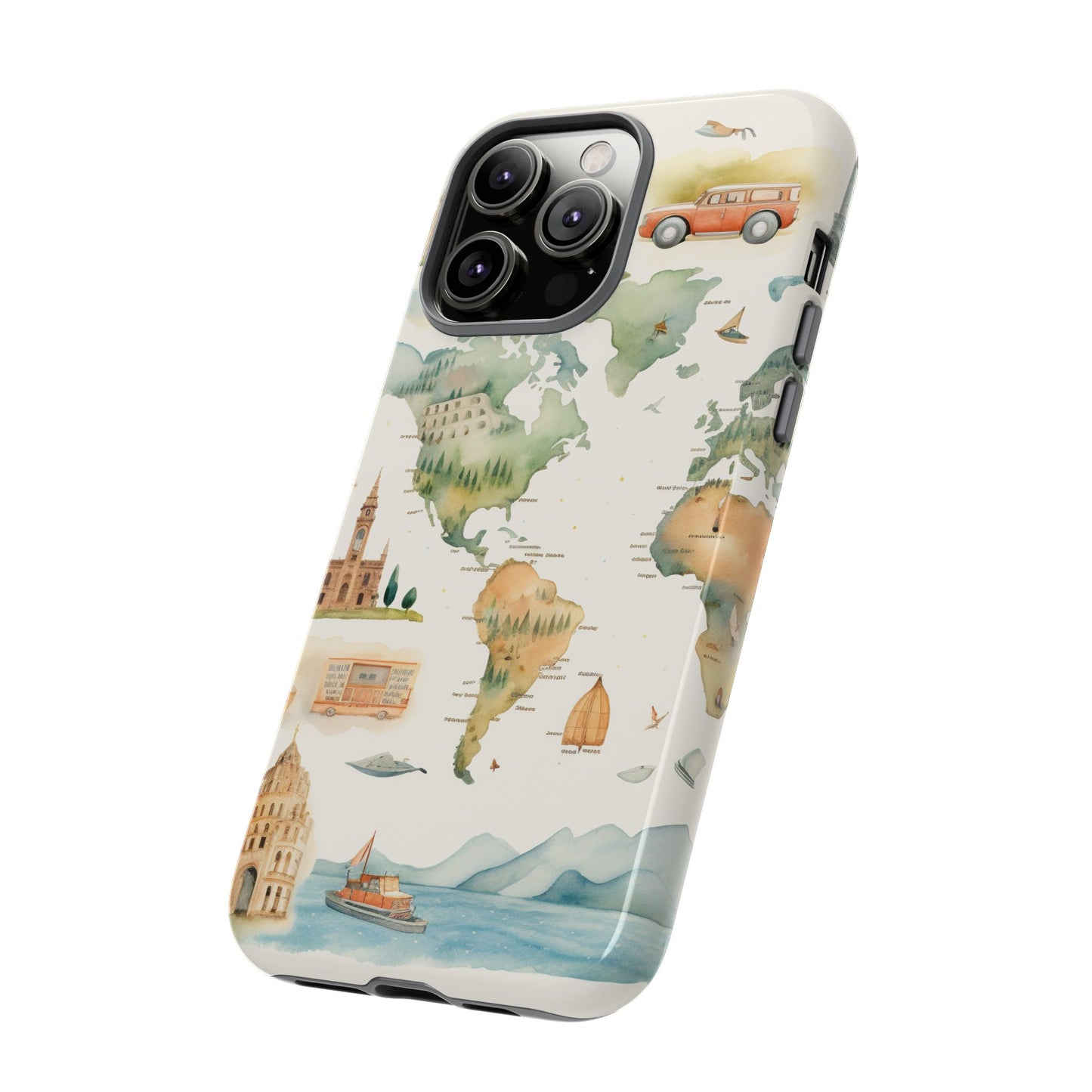 Hard Phone Case — Watercolor Fantasy Map Castle Design