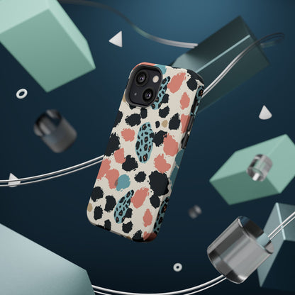 Leopard Splash Magnetic Impact Phone Case — Teal & Coral Animal Print