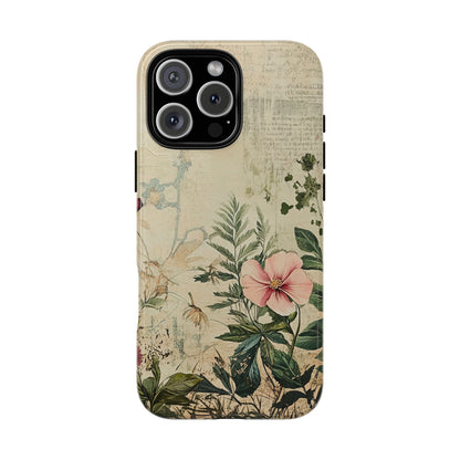 Floral Vintage Tough Case – Botanical Protective Phone Cover,Plants Lovers