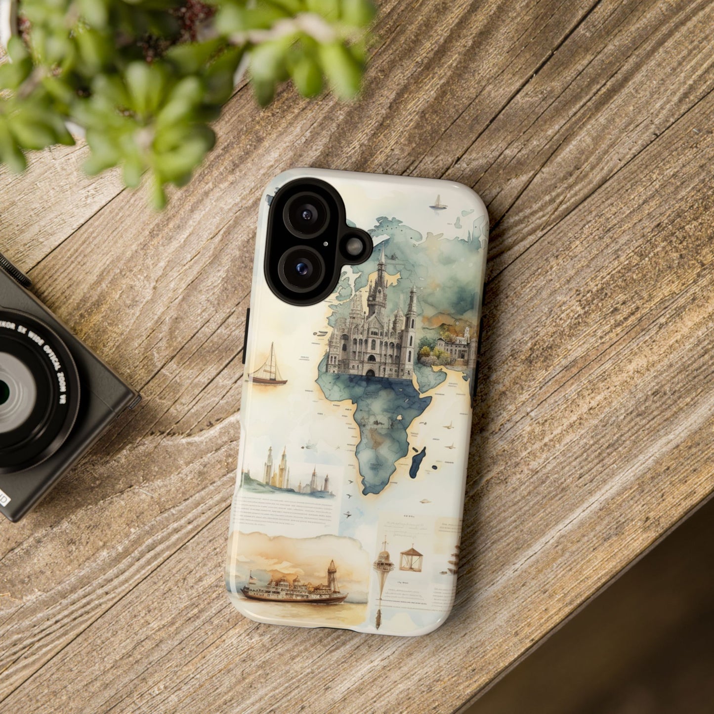 Hard Phone Case — Watercolor Fantasy Map Castle Design