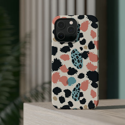 Leopard Splash Magnetic Impact Phone Case — Teal & Coral Animal Print