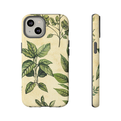 Botanical Leaves Tough Phone Case — Vintage Green Plant Print