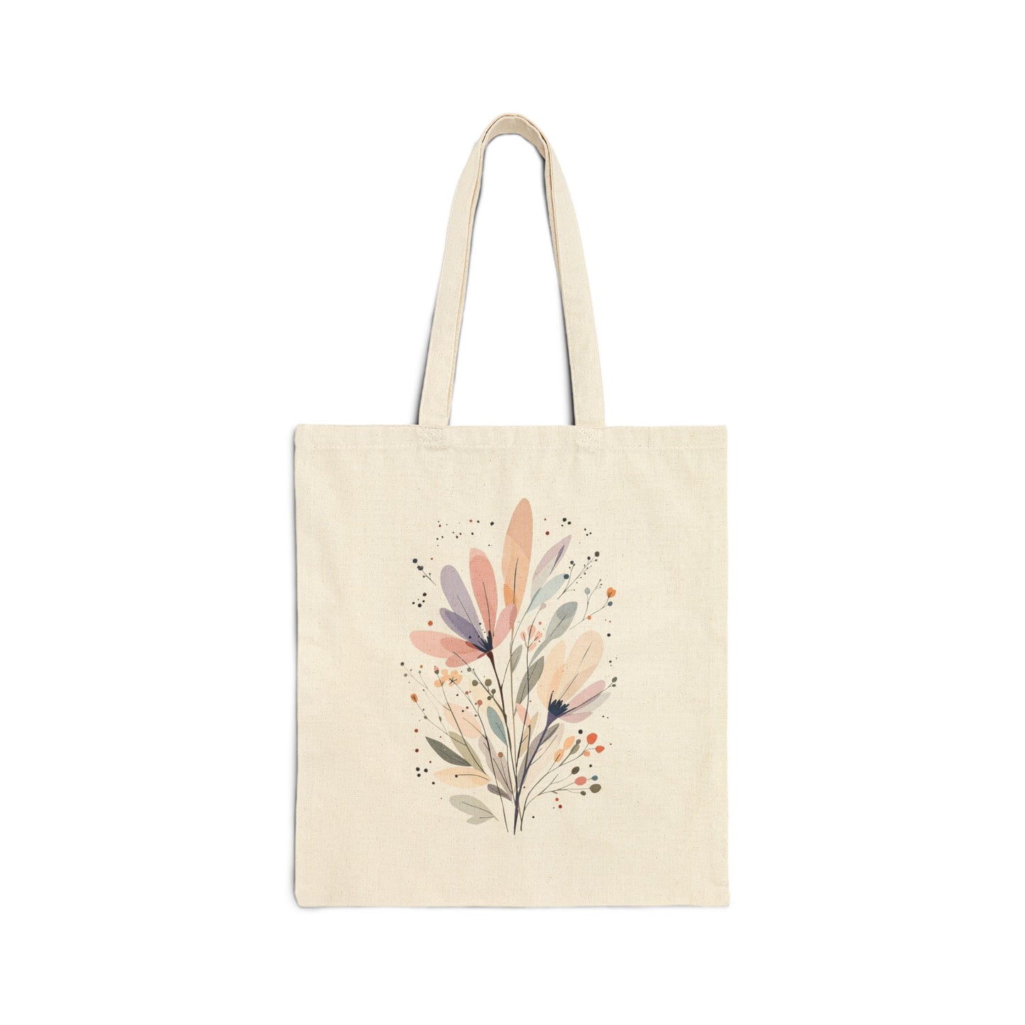 Canvas Tote Bag — Watercolor Wildflower Bouquet Print