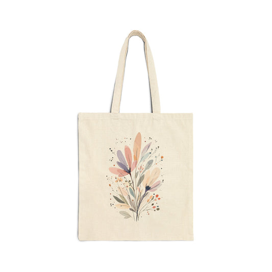 Canvas Tote Bag — Watercolor Wildflower Bouquet Print