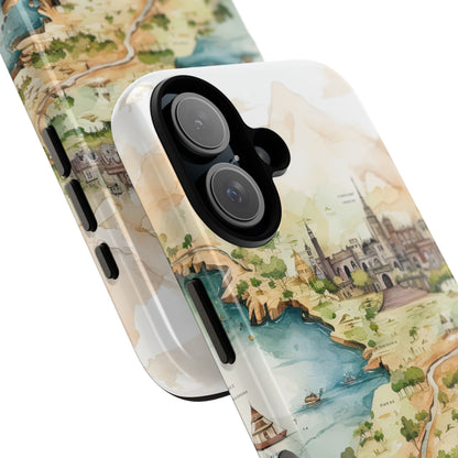 Hard Phone Case — Watercolor Fantasy Map Castle Design