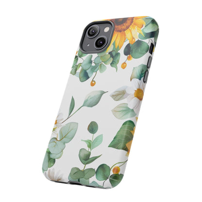 Sunflower & Eucalyptus Tough Phone Case — Protective Floral iPhone Case