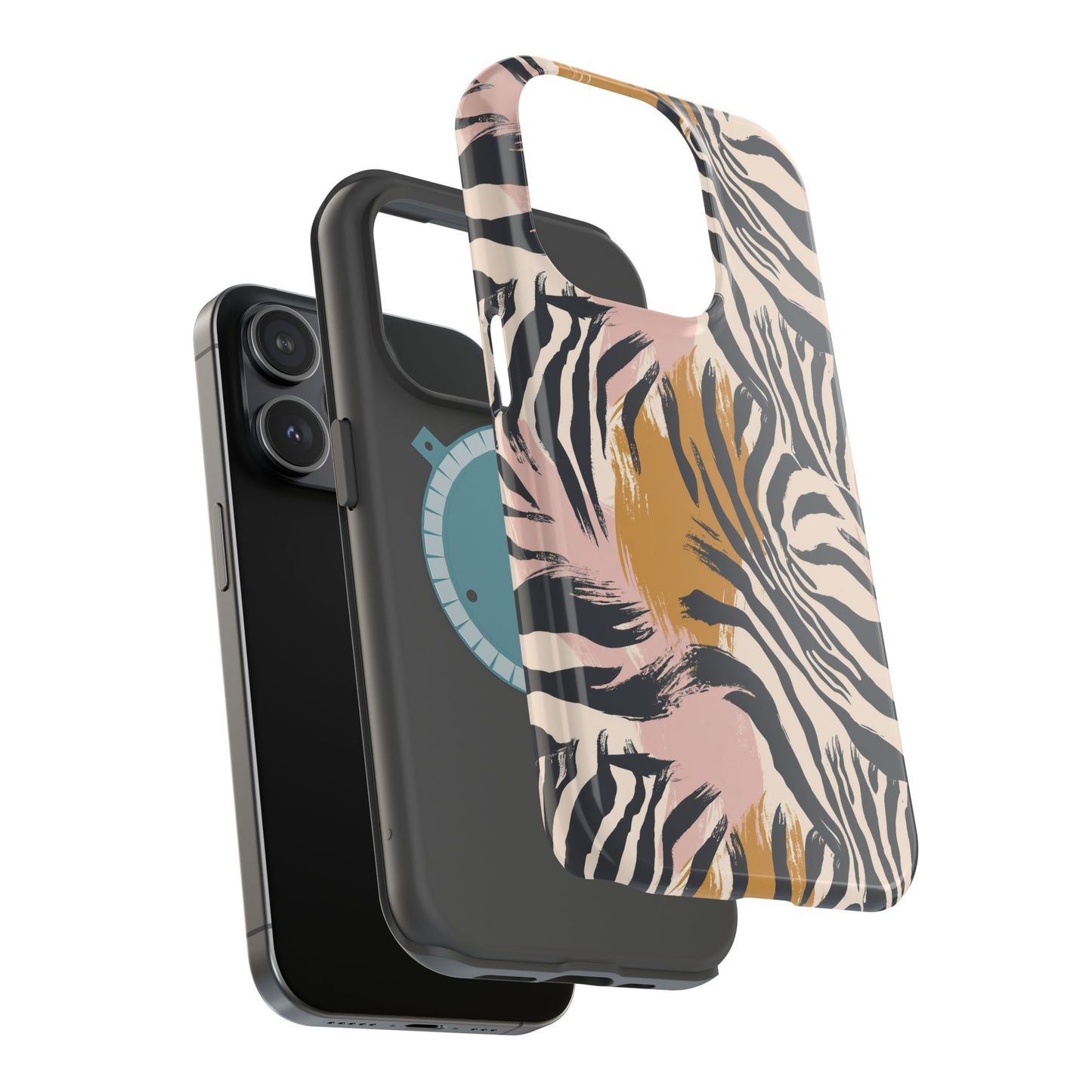 Zebra Brushstroke Magnetic Impact Phone Case,Africa Pattern