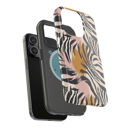 Zebra Brushstroke Magnetic Impact Phone Case,Africa Pattern