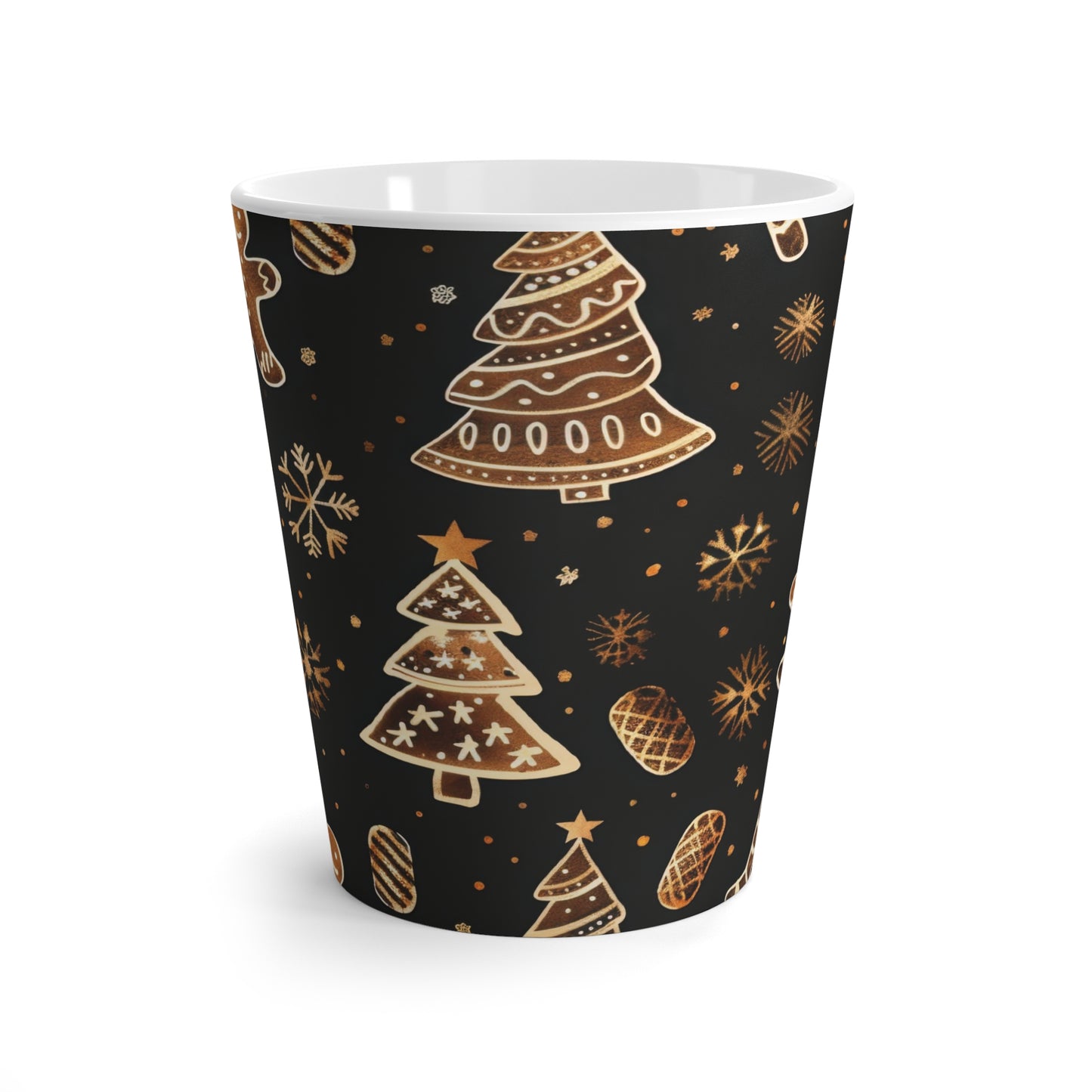 Christmas Gingerbread Latte Mug Black and Gold Color Patterns, a Perfect Gift For love ones .