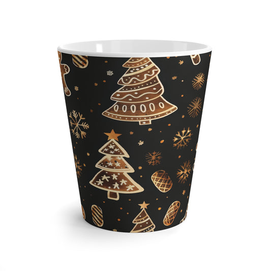 Christmas Gingerbread Latte Mug Black and Gold Color Patterns, a Perfect Gift For love ones .