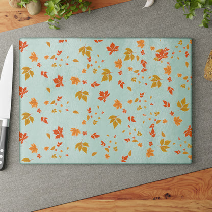 Autumn Leaf Glass Cutting Board, Seasonal Kitchen Decor, Fall Cooking Gift, Thanksgiving Kitchenware, Unique Home Gift,Gift for her,Gift for him