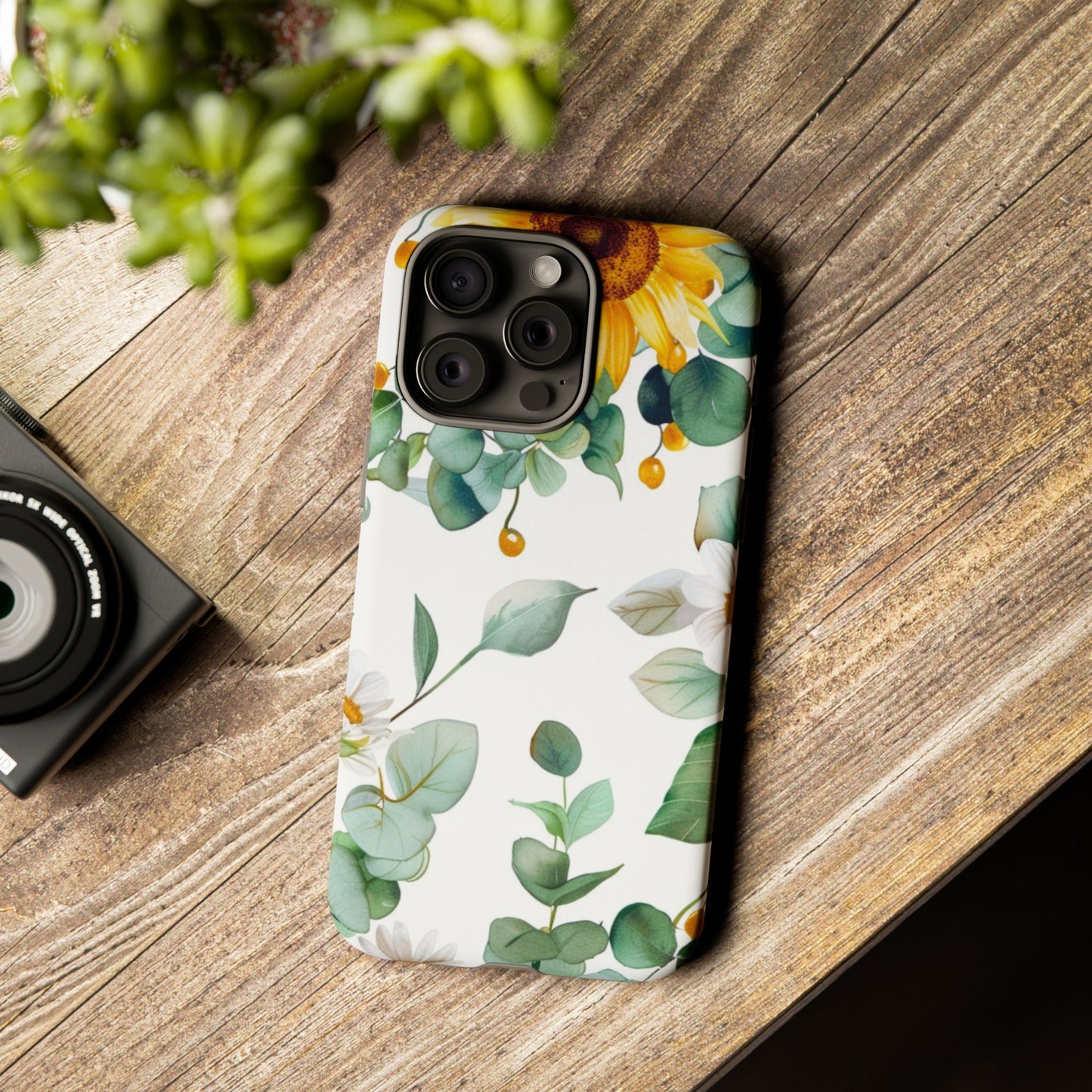 Sunflower & Eucalyptus Tough Phone Case — Protective Floral iPhone Case