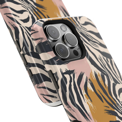 Zebra Brushstroke Magnetic Impact Phone Case,Africa Pattern