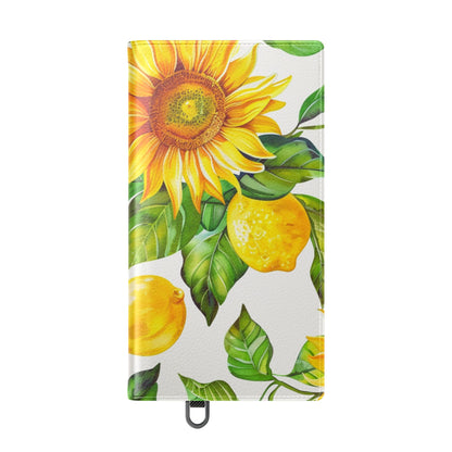 Sunflower & Lemon Flip Phone Case – Floral Wallet Flip Case with Card Slots