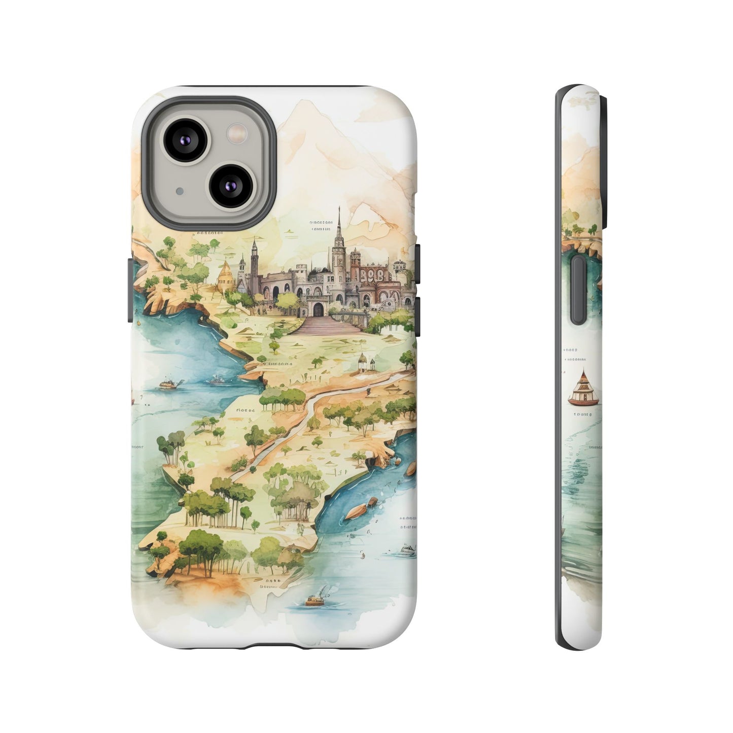 Hard Phone Case — Watercolor Fantasy Map Castle Design