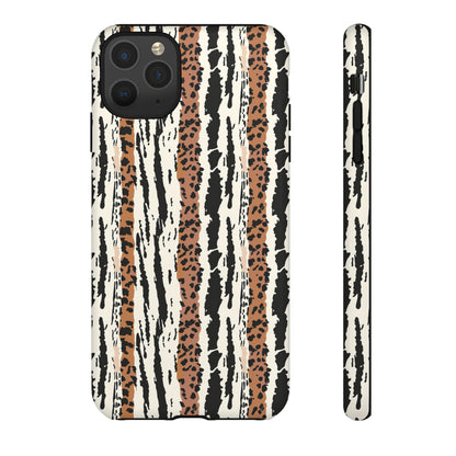 Animal Stripe Phone Case — Leopard & Zebra Pattern Tough Protective Cover,Africa Pattern .