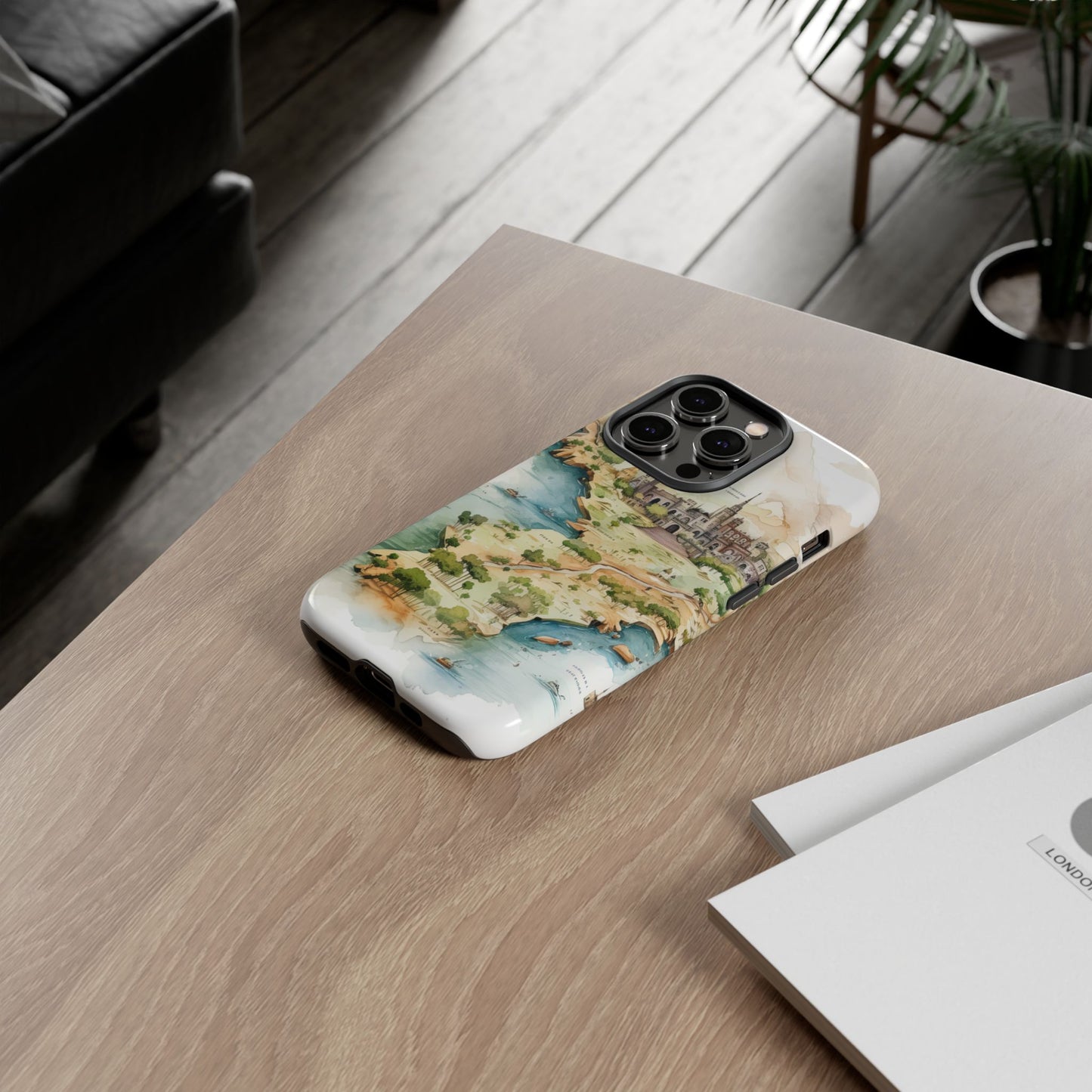 Hard Phone Case — Watercolor Fantasy Map Castle Design