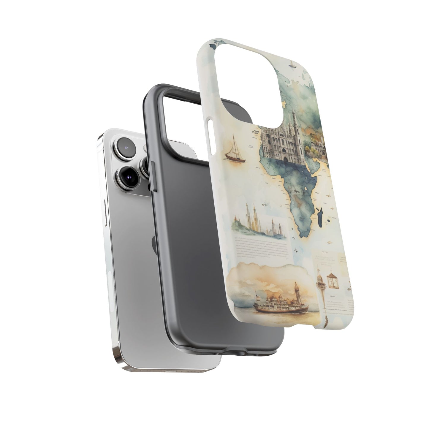 Hard Phone Case — Watercolor Fantasy Map Castle Design