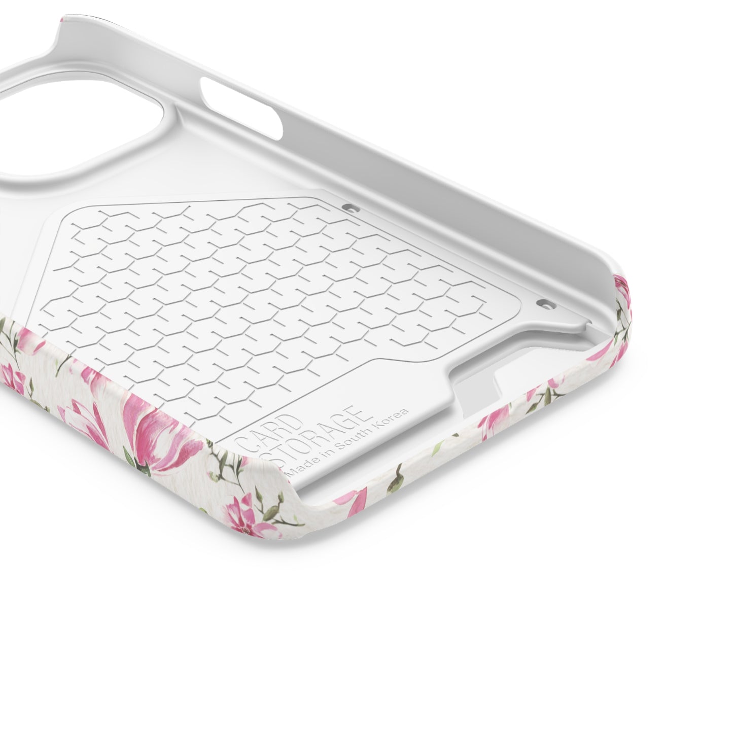Chic Floral Phone Case with Card Holder for Princesses, Cute Floral Design, Gift for Her