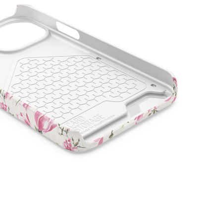 Chic Floral Phone Case with Card Holder for Princesses, Cute Floral Design, Gift for Her