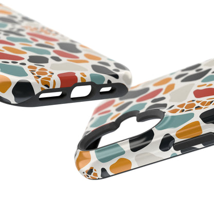 Terrazzo Pattern Magnetic Impact Phone Case — Colorful Retro Pebble Design