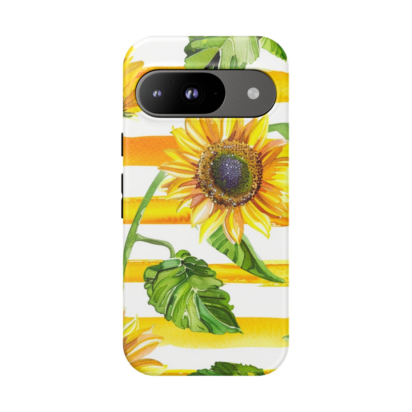 Sunflower Stripes Phone Case - Bright Floral Tough Case