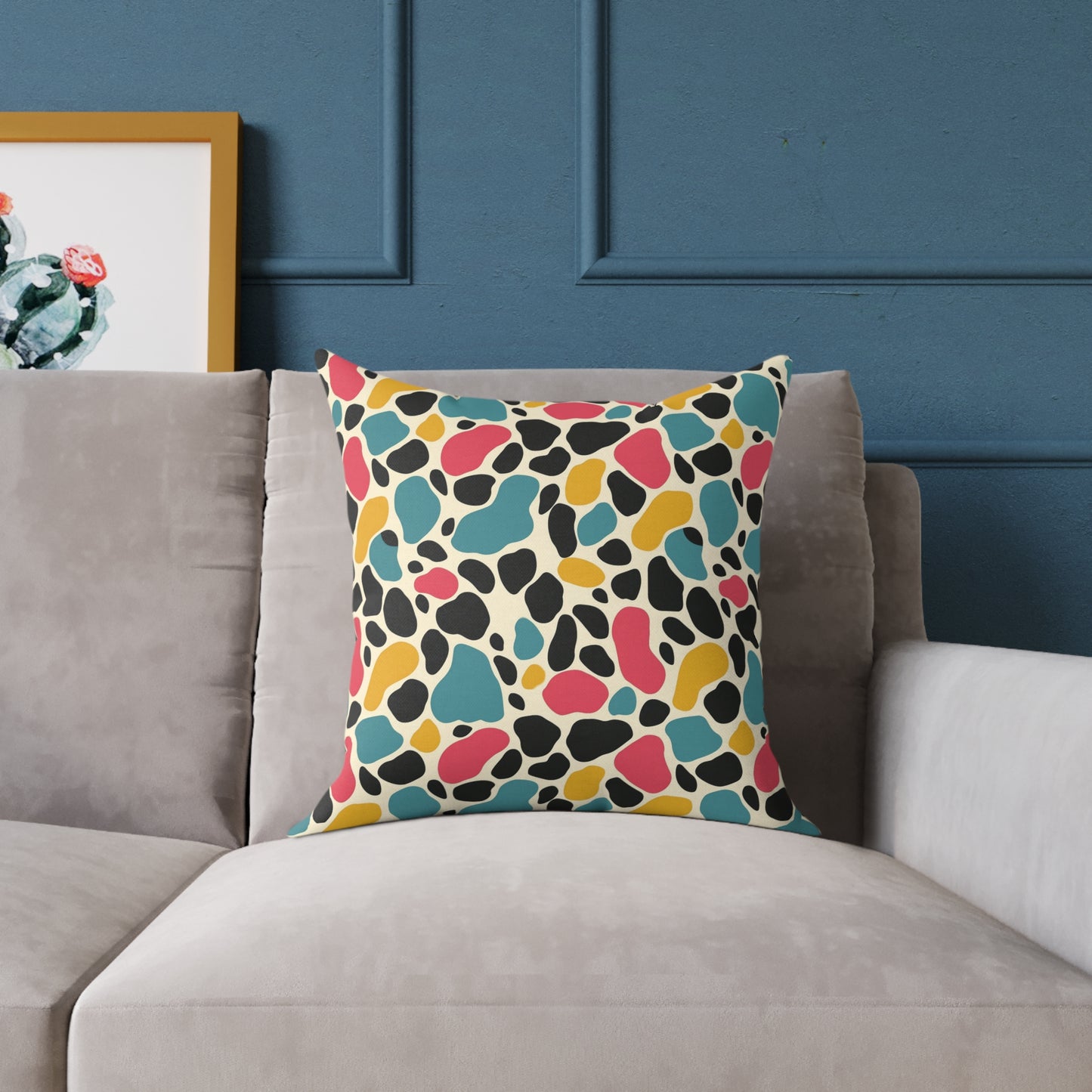 Square Poly Canvas Pillow,Color Pattern