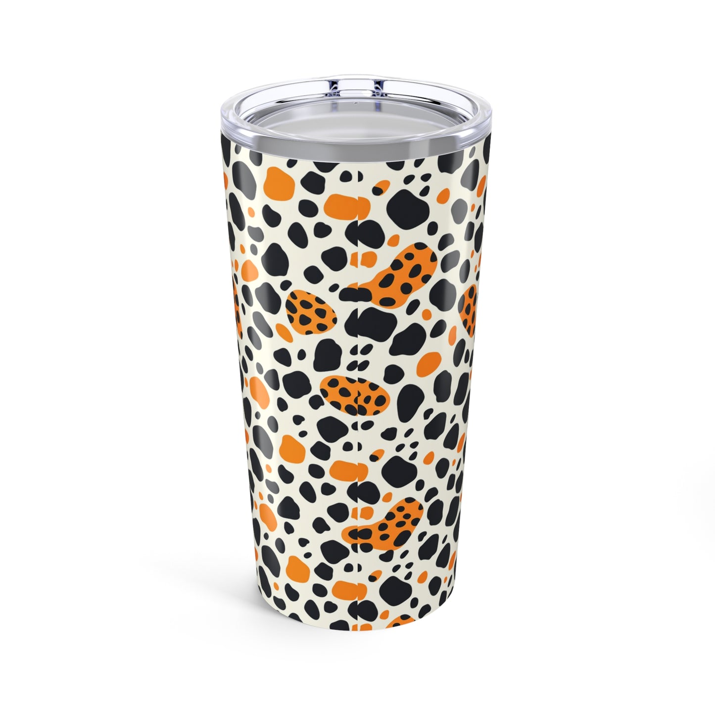 20oz Leopard Print Tumbler — Orange & Black Animal Spot Travel Cup