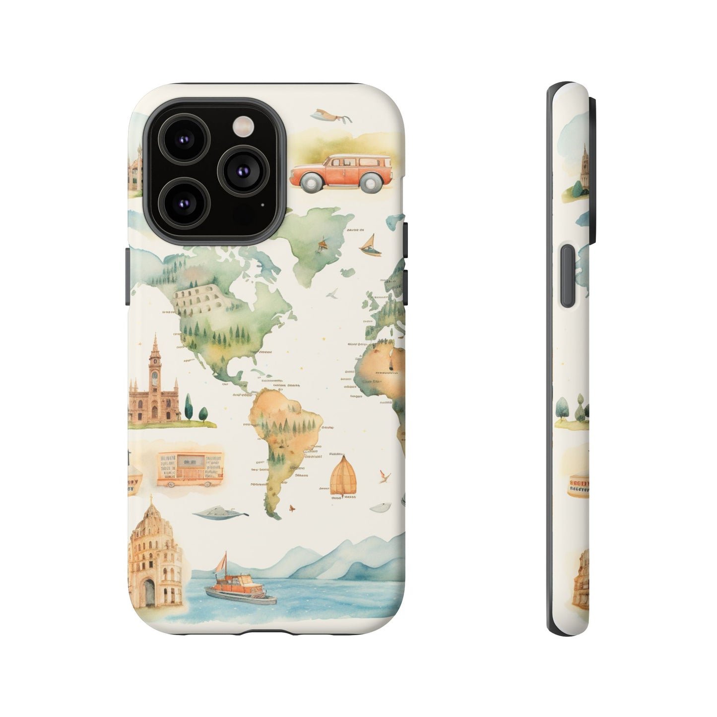 Hard Phone Case — Watercolor Fantasy Map Castle Design