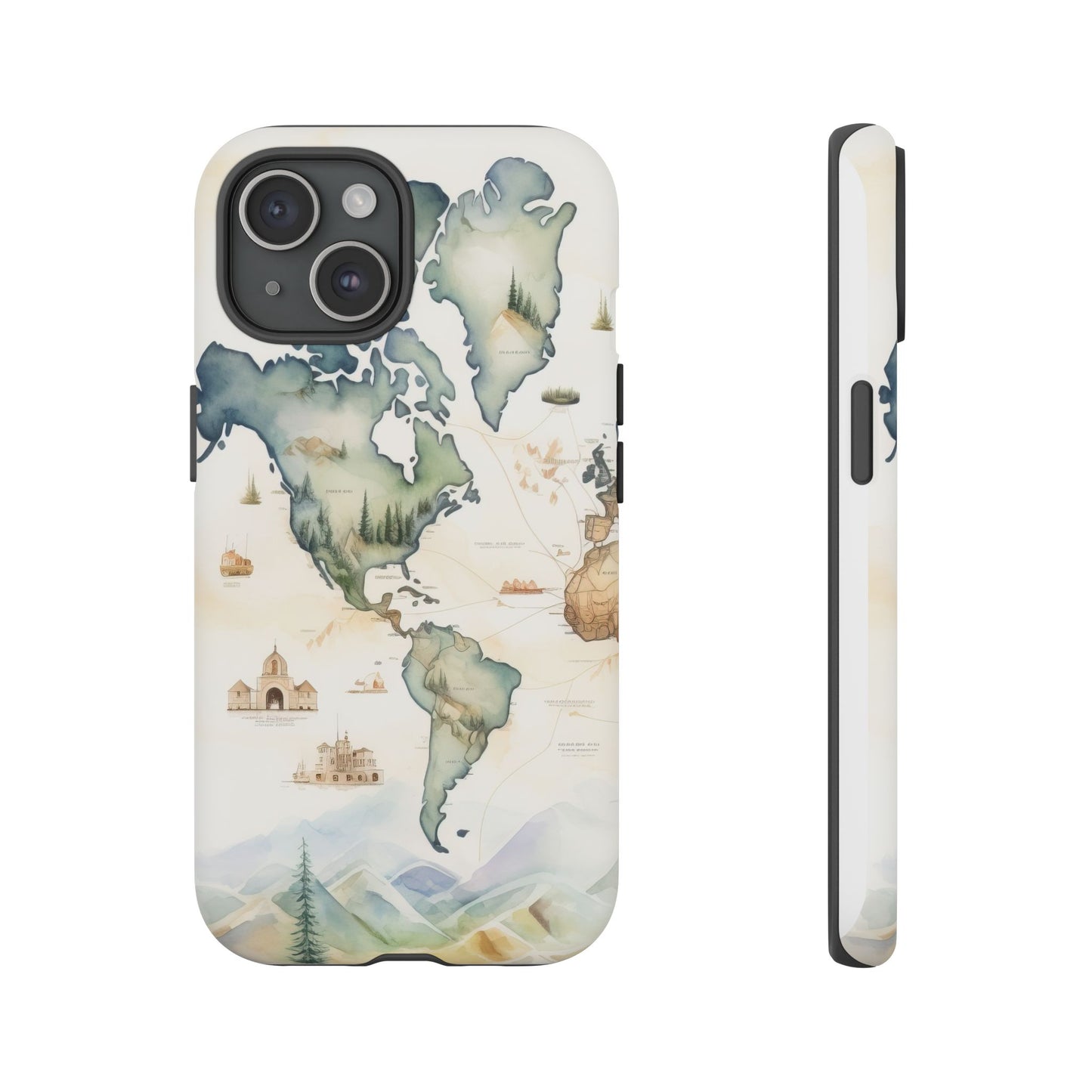 Hard Phone Case — Watercolor Fantasy Map Castle Design