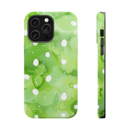 Green Watercolor Polka Dot Magnetic Impact Phone Case