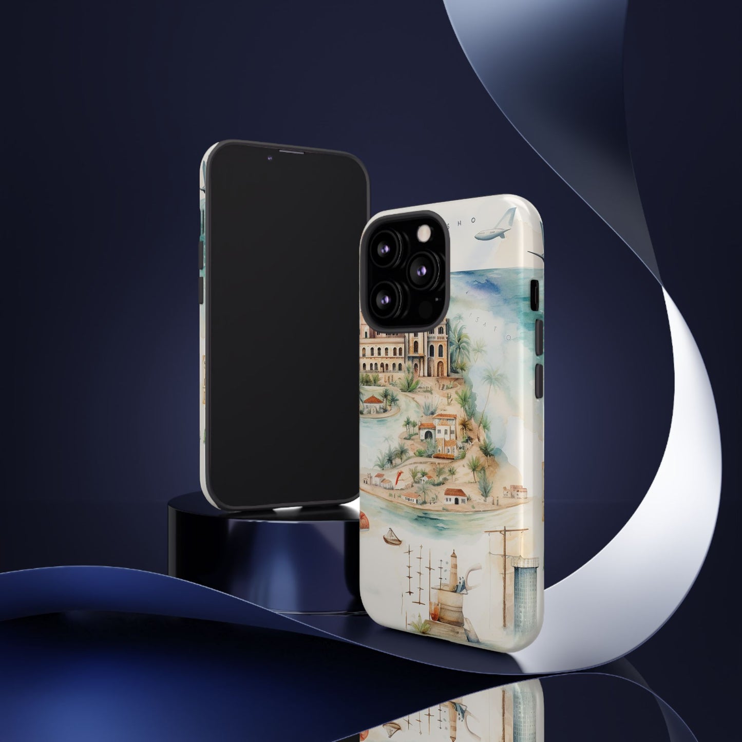 Hard Phone Case — Watercolor Fantasy Map Castle Design