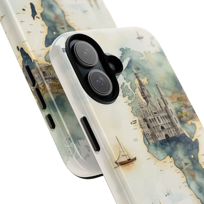 Hard Phone Case — Watercolor Fantasy Map Castle Design