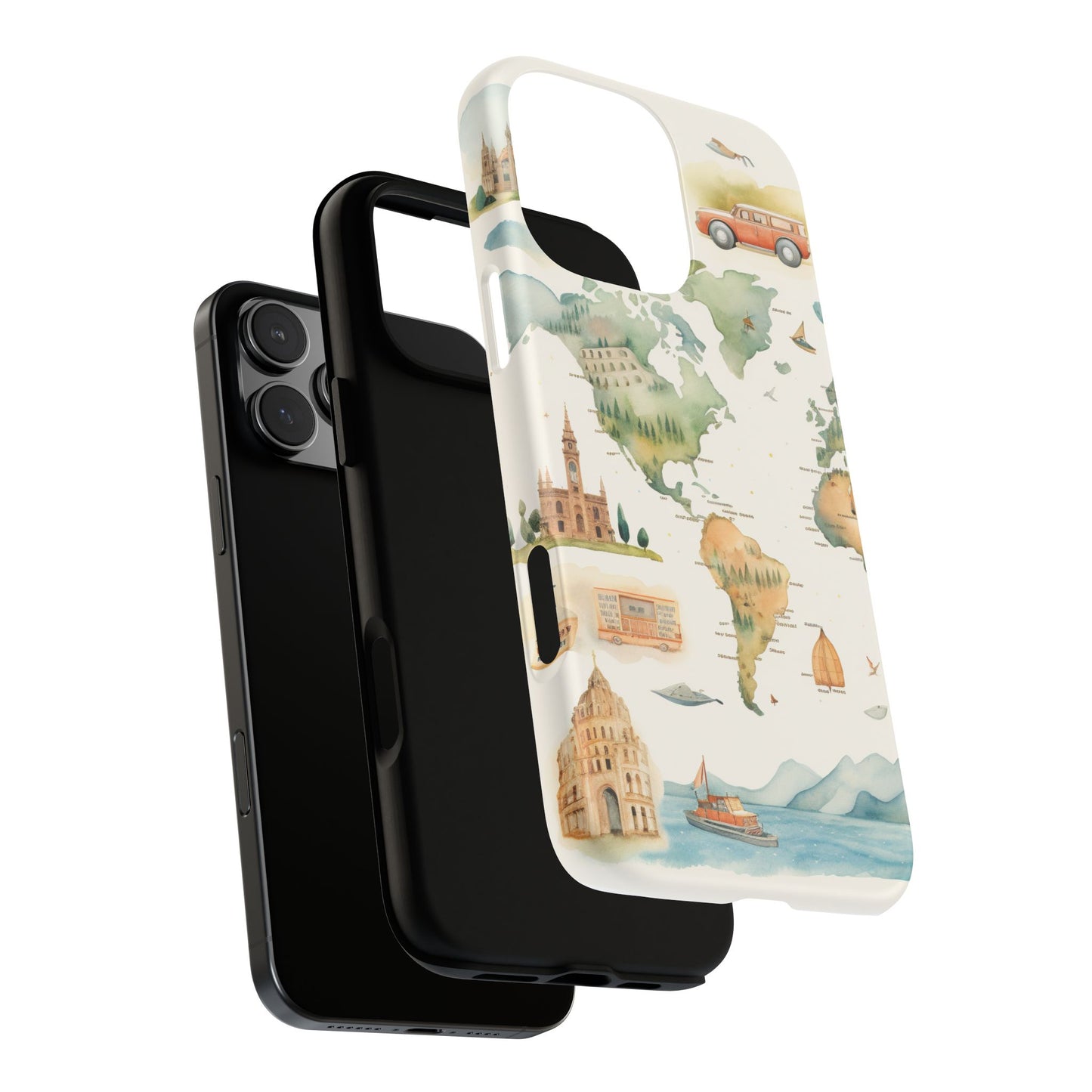 Hard Phone Case — Watercolor Fantasy Map Castle Design