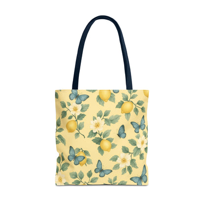Sunny Lemon Blossom Tote Bag, Summer Vibes, Eco-Friendly Shopping Bag, Floral Market Tote, Perfect Gift for her/him