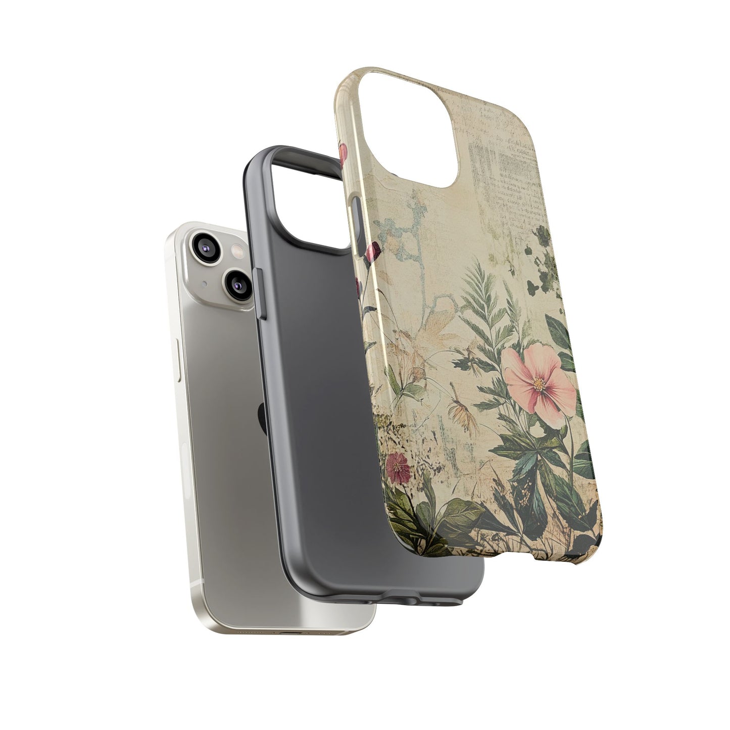 Floral Vintage Tough Case – Botanical Protective Phone Cover,Plants Lovers