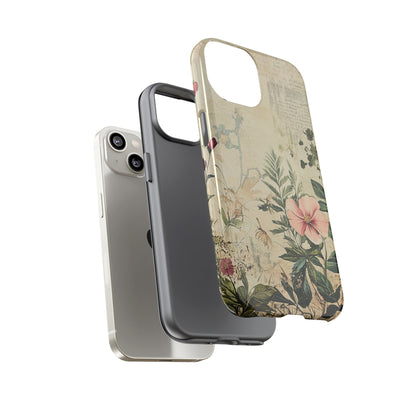 Floral Vintage Tough Case – Botanical Protective Phone Cover,Plants Lovers