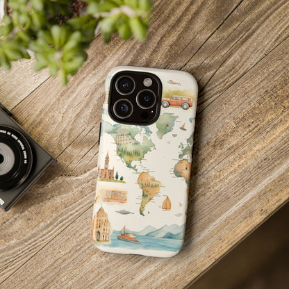Hard Phone Case — Watercolor Fantasy Map Castle Design