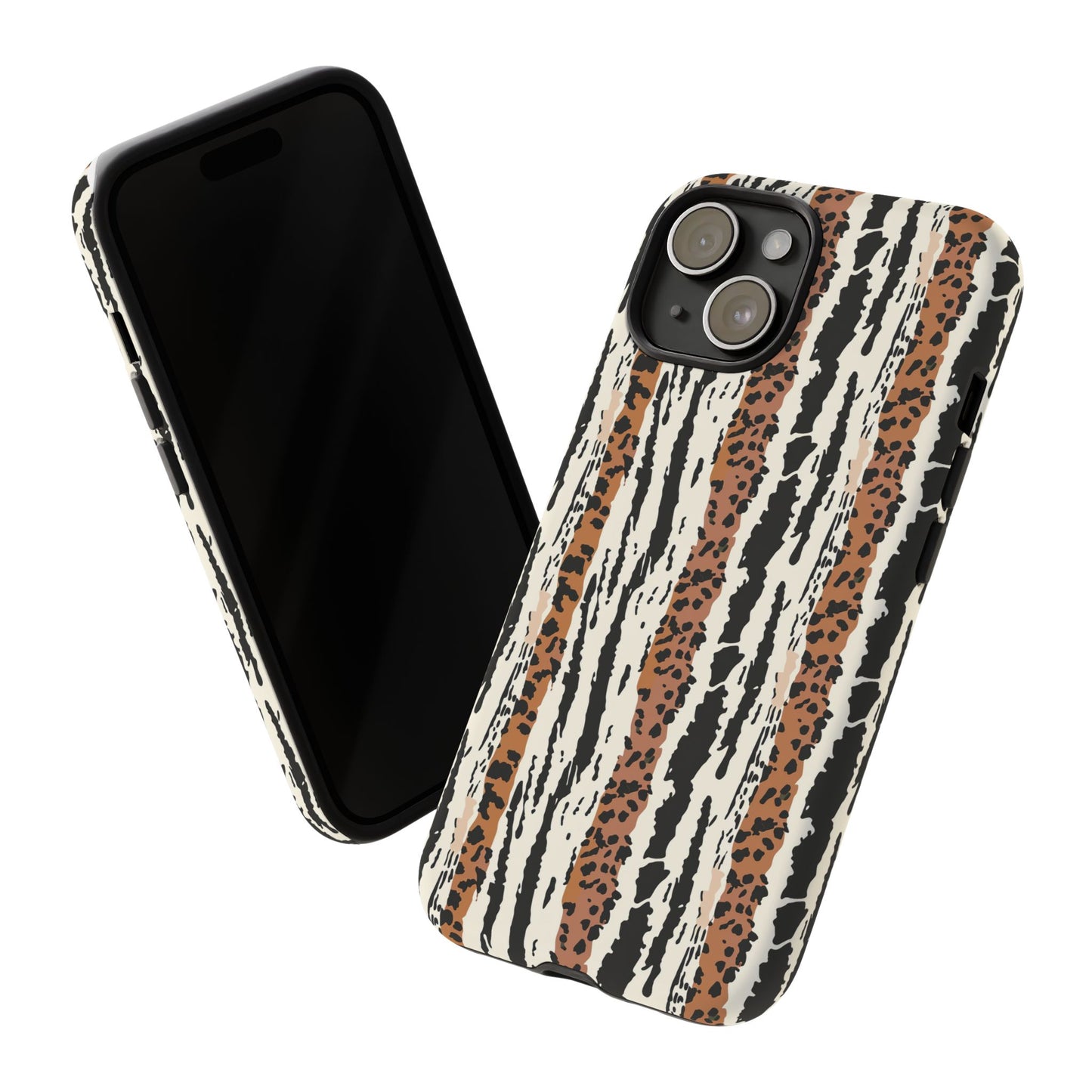 Animal Stripe Phone Case — Leopard & Zebra Pattern Tough Protective Cover,Africa Pattern .