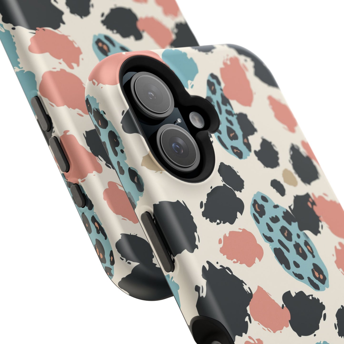 Leopard Splash Magnetic Impact Phone Case — Teal & Coral Animal Print