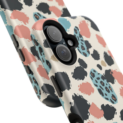 Leopard Splash Magnetic Impact Phone Case — Teal & Coral Animal Print