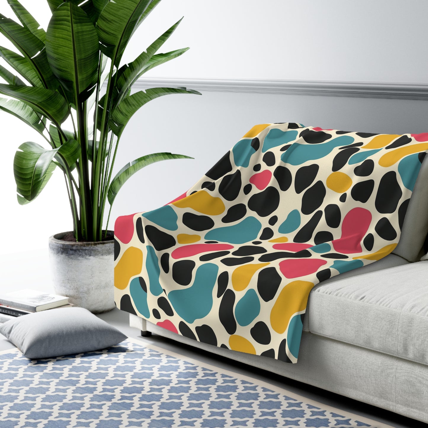 Sherpa Fleece Blanket with Multicolors