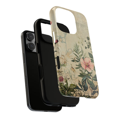 Floral Vintage Tough Case – Botanical Protective Phone Cover,Plants Lovers